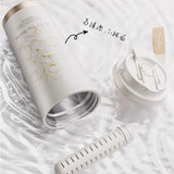 Triogift  -  Lily Of The Valley Design Travel Portable Leakproof Coffee Cup Stainless Steel Insulated Bottle Cold Cup Thermos Cup