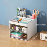 Triogift 1PCS 2-laye Creative Pen Holder Transparent Drawer Rabbit Storage Box Children Girls Student Office Bedroom Desktop