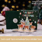 Triogift 3D Pop UP Santa Cards Folding Merry Christmas Greeting Cards Xmas Gift for New Year Blessing Postcard Thank You Cards Decoration