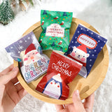 Triogift 100pcs Hot Seal Christmas Cookie Bags Handmade Candy Nougat Baking Packaging bag Christmas Decorations  New Year  xmas Gift