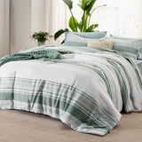 Triogift Comforter Set, Striped Bedding Set All Season, Bed in a Bag with Comforter, Sheets, Pillowcases & Shams, Twin, Cal King