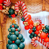 Triogift 116Pcs Christmas Balloons Garland Arch Kit Candy Cane Foil Balloon Red Green Gold Ballon Merry Christmas Party Xmas Decorations