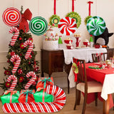 Triogift Christmas Candy Cane Foil Balloons Xmas Red Green Sweet Candies Balloon Christmas Gift Box Ballon Birthday Party Home Decoration