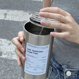 Triogift  -  European Style Vintage Upscale Coffee Cup  Ins Good-looking Stainless Steel Thermos with Straw Niche Water Bottle