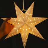 Triogift 35/43/58cm Hollow Out Star Window Grille Home Bedroom Night Light Paper Lampshade Garden Hanging Pendant Wedding Ramadan Decor