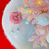 Triogift  1pcs White Christmas Tree Skirt 78/90/122cm Plush Faux Fur Xmas Tree Carpet Decoration Ornament New Year Navidad Home Deco