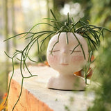 Triogift Creative Face Flower Pot Head Planter Pot Succulent Planter Resin Art Statue Sculpture Potted Decorative Ornaments Vase