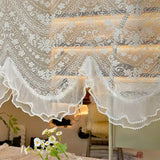 Triogift  1PC Romantic White Lace Valance Short Curtain for Small Window Princess Room Sheer Voile Drape Partition Study #E