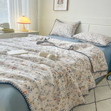 Triogift Summer Quilt French Style Comforter Quilt Flora  Household Machine Washable Suitable Cool and Refreshing이불  Blanket