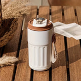 Triogift  -  1pc Travel Mug With Temperature Display 15.22oz Stainless Steel Vacuum Cups Portable Coffee Cups Summer Winter Drinkware Gifts