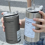 Triogift  -  12oz 20oz Leak Proof Tumbler with Straw Stainless Steel Water Bottle Straw Cup Coffee Mug Vacuum Flask Double Wall Travel Mug