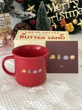 Triogift  -  Creative Red Christmas Tree Graffiti Waisted Ceramic Mug Simple Handle Niche Design Household Heat-resistant Coffee Cup