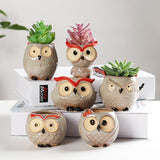 Triogift Wise Owl Ceramic Flower Pot