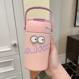 Triogift  -  Cute Thermos Bottle With Tea Filter 3D Sticker Vacuum Flask Stainless Steel Water Coffee Milk Travel Straw Cup 550/750ml Gift