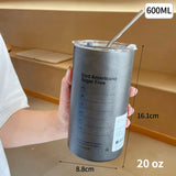 Triogift  -  12oz 20oz Leak Proof Tumbler with Straw Stainless Steel Water Bottle Straw Cup Coffee Mug Vacuum Flask Double Wall Travel Mug