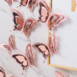 Triogift 12/24pcs 3D Laser Butterfly Wall Sticker Wedding Wall Window Decal Summer Butterfly Birthday Party DIY Party Sticker Home Decor