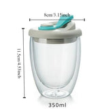 Triogift 1pc 350Ml Double Wall Insulated Milk Coffee Cup With Leak-Proof Lid Transparent Tumbler Portable Water Cup Juice Mug Dinkware