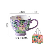 Triogift  -  1pc 450ml Rabbit Pattern Cup High Temperature Resistant Ceramic With Spoon Home Item Afternoon Tea Coffee Cup Mother's Day gift