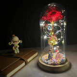 Triogift  LED Enchanted Galaxy Rose Eternal 24K Gold Foil Flower With Fairy String Lights In Dome For Christmas Valentine's Day Gift