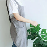 Triogift 1 Piece Retro Female Women's Apron Cotton Linen Apron Dress Cafe Kitchen Cooking Florist