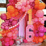 Triogift 126pcs Hot Pink Orange Metallic Silver Balloon Garland Arch Kit for Summer Wedding Birthday Party Decorations Baby Shower Supply