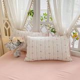 Triogift Romantic Floral Bedding Set Bed Pink Flat Sheet Pillowcase Twin Full Queen Size Bed Linen Princess Girls Duvet Cover No Filling