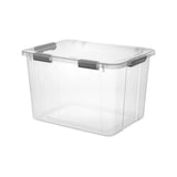 Triogift Sterilite Storage Boxes & Bins 80 Qt. HingeLID Storage Box Plastic, Flat Gray, Set of 4 Storage Bin Storage Basket