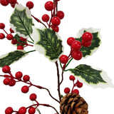 Triogift  Christmas Garlands Pine Cone  Wreath With Red Berry Poinsettia Flowers Vine for Xmas New Year Home Fireplace Wall Decorations