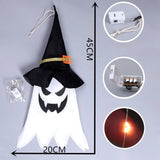 Triogift LED Halloween Decoration Flashing Light Gypsophila Ghost Festival Dress Up Glowing Wizard Ghost Hat Lamp Decor Hanging Lantern