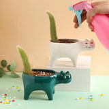 Triogift  Creative Succulent ceramic Flower Pot Vase Cute cat tail cactus flower pot vase Home Room decoration ins simple decoration