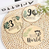 Triogift Jungle Animals Theme Wooden Baby Monthly Milestone Photo Cards Photography Props Baby And Pregnancy Growth Announcement Cards