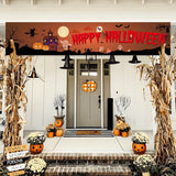 Triogift Halloween Trick Or Treat Banner Happy Halloween Decoration For Home Pumpkin Bat Ghost Print Backdrop Horror Party Suppiles