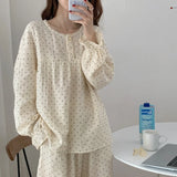 Triogift Women's New Pajamas Homewear Suit Spring and Fall Korean Version of the Long-Sleeved Long Pants Thin Section Loose Homewear Suit