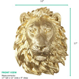 Triogift Handmade Poly Resin Farmhouse Lion Wall Decoration Sculptures & Figurine 17 Inch Eye-catching Installation Lion Head Statue Home