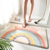 Triogift Microfiber Fleece Floor Mat Rainbow Carpet Bath Room Flower Rugs Water Absorbent Non-Slip Soft Bathmats Machine Washable Decor