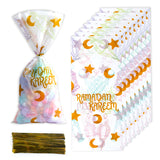 Triogift  50pcs Ramadan Kareem Gift Bags Eid Mubarak Plastic Candy Cookie Bag   Islamic Muslim Party Decor Eid Al-fitr Ramadan gifts