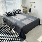 Triogift Checkerboard Bedding Comforter Set with Pillowcase bed sheet Single Full Size Bed Linen Duvet Cover Set Queen/King Double Single