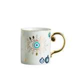 Triogift  -  Creative Ceramic Cup Hamsa Hand of Fatima Evil Blue Eye Turkish Ceramic Coffee Mug Home Breakfast Milk Novelty Cup Couples Gifts