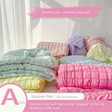 Triogift  Summer Quilt Cool Comforter Quilt Seersucker  Soft Household Machine Washable Suitable Cool and Refreshing이불  Blanket