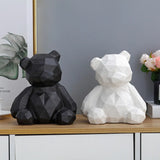 Triogift  Modern Simple Ceramic Decoration Geometric Bear Handicraft Model Room European Living Room Wine Cabinet Animal Soft Decorations