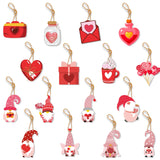 Triogift 8pcs Valentine's Day Hanging Ornaments Valentine Heart Gnome paper Cutouts Pendant for Love Tree Valentine's Day Wedding decor