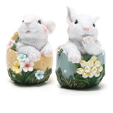 Triogift 5.3 Inches Easter Bunny Eggs Resin Statue Collectibles Decorations for Home Decor Rabbit Gift