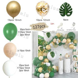 Triogift Jungle Safari Dark Green Balloon Garland Arch Kit Kid Birthday Party Supplies Gold Confetti Latex Ballons Baby Shower Decoration