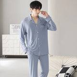 Triogift  Autumn Pajamas Sets Men Long Sleeve Modal Cotton Thin Teenage Boys' Large Size Spring Outwear Home Cloth Suit Sleepwear Male