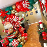 Triogift Christmas Balloon Set Candy Cane Aluminum Red Green Christmas Tree New Year Party Balloon Chain Arch Decoration Supplies Gifts