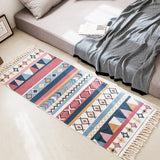 Triogift  Bohemian style cotton linen soft carpet handmade tassel carpet living room bedside mat