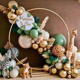 Triogift Jungle Safari Dark Green Balloon Garland Arch Kit Kid Birthday Party Supplies Gold Confetti Latex Ballons Baby Shower Decoration