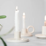 Triogift Ceramic Candle Holder for Pillar Taper Candle White Pottery Candlestick Wedding Decoration Table Decorative Candle Holder