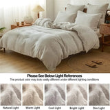 Triogift  Bedding set 100% Linen Duvet Cover Set 3pcs Basic Style Natural Breathable Farmhouse Bedding with Button Closure