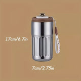 Triogift  -  1pc Travel Mug With Temperature Display 15.22oz Stainless Steel Vacuum Cups Portable Coffee Cups Summer Winter Drinkware Gifts